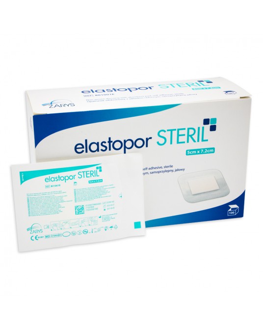 Elastopor STERIL, netkané krytí s absorpční vložkou, 5x7,2cm, balení 100 kusů