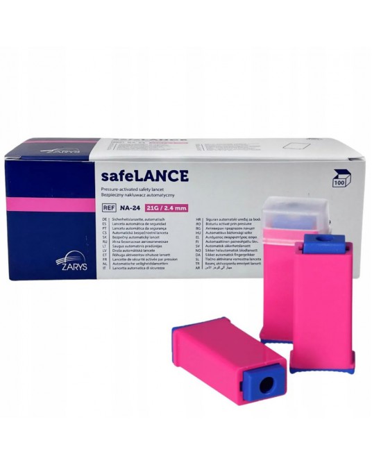 Lanceta automatická safeLANCE růžová 2,4mm, 21G, balení 100ks