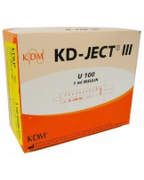 Strzykawka insulinowa 1 ml U-100 z wtopioną igłą.